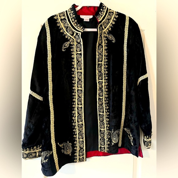 Soft surroundings Elegant Black and Gold Women's Jacket Size Small Runs Large - Picture 1 of 16